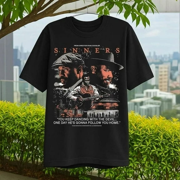 RARE Vintage Sinners 2025 Movie Shirt, Retro Dancing With Devil Sinners T shirt