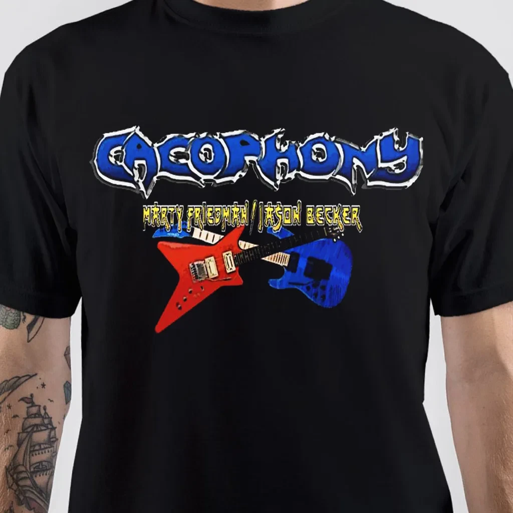 RARE Vtg Cacophony Jason Becker Marty Friedman Cotton Black Full Size ...
