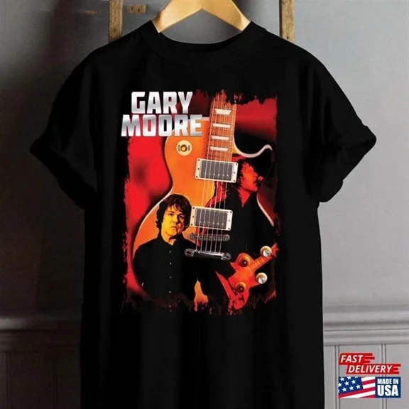 RARE Vtg Gary Moore Music Star Heavy Cotton Black All Size Unisex Shirt TR646