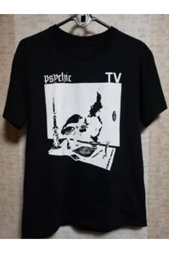 RARE Vtg Psychic Tv Band Sleeve Cotton Black All Size T Shirt For Men UR243