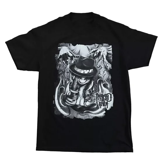 RARE Vtg Psycho Realm Band Tour Cotton Black Full Size Unisex Shirt