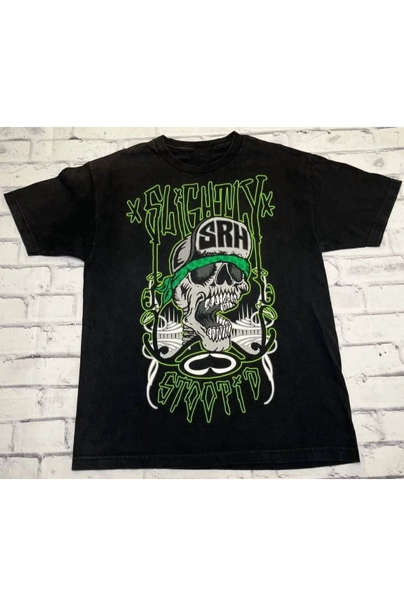 RARE Vtg Slightly Stoopid Band Red Poster short sleeve black color shirt KV39912