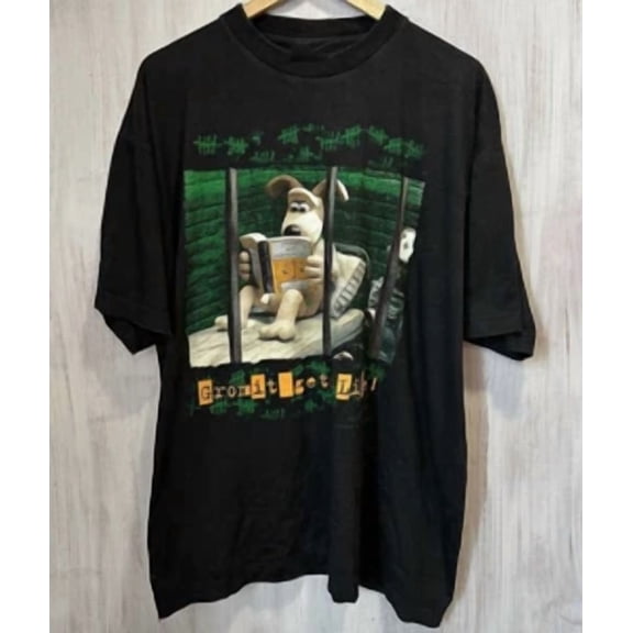 RARE Wallace and Gromit Gromit Gets Life T Shirt Black Unisex S-5XL