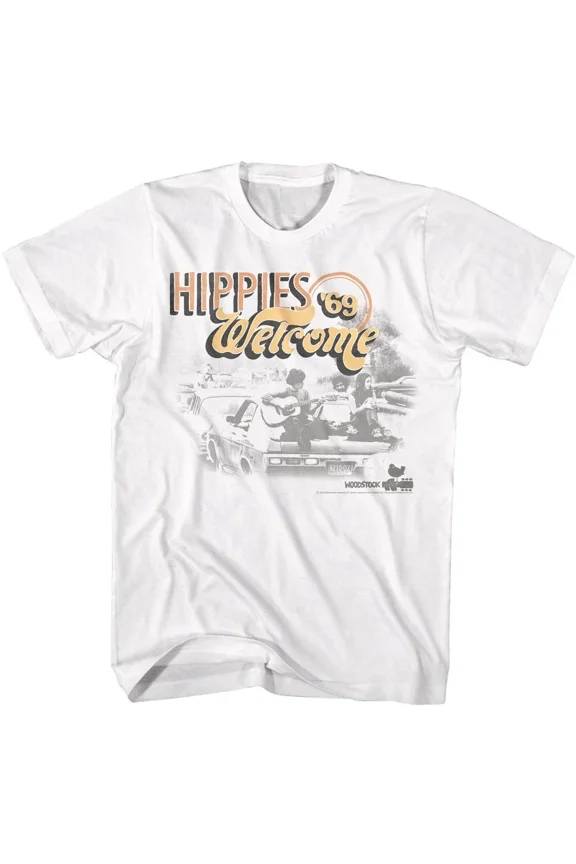 RARE Woodstock - Hippies Welcome 69 - Short Sleeve - Adult - T-Shirt