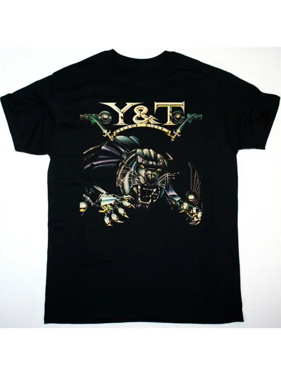 RARE Y&T BLACK TIGER T-Shirt Short Sleeve Cotton Black Men All Size S to 5XL BE2022