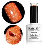 RARJSM Reflective Glitter Gel Nail Polish, Orange Sparkly Diamond Soak off UV LED Gel Nail Polish, RAR269