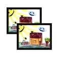 thumbnail image 1 of RAS Kids Art Frame - Boxed Style Wide Frame Edge Construction Paper Removable Acrylic Pane Cardboard Backing with Hooks - [Black - 9x12"] - 2 PACK, 1 of 2