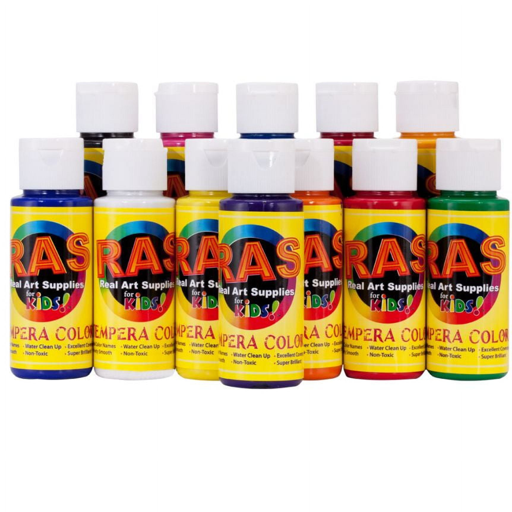RAS Tempera Non Toxic Kids Paint Set - Fast Drying, Water Soluble