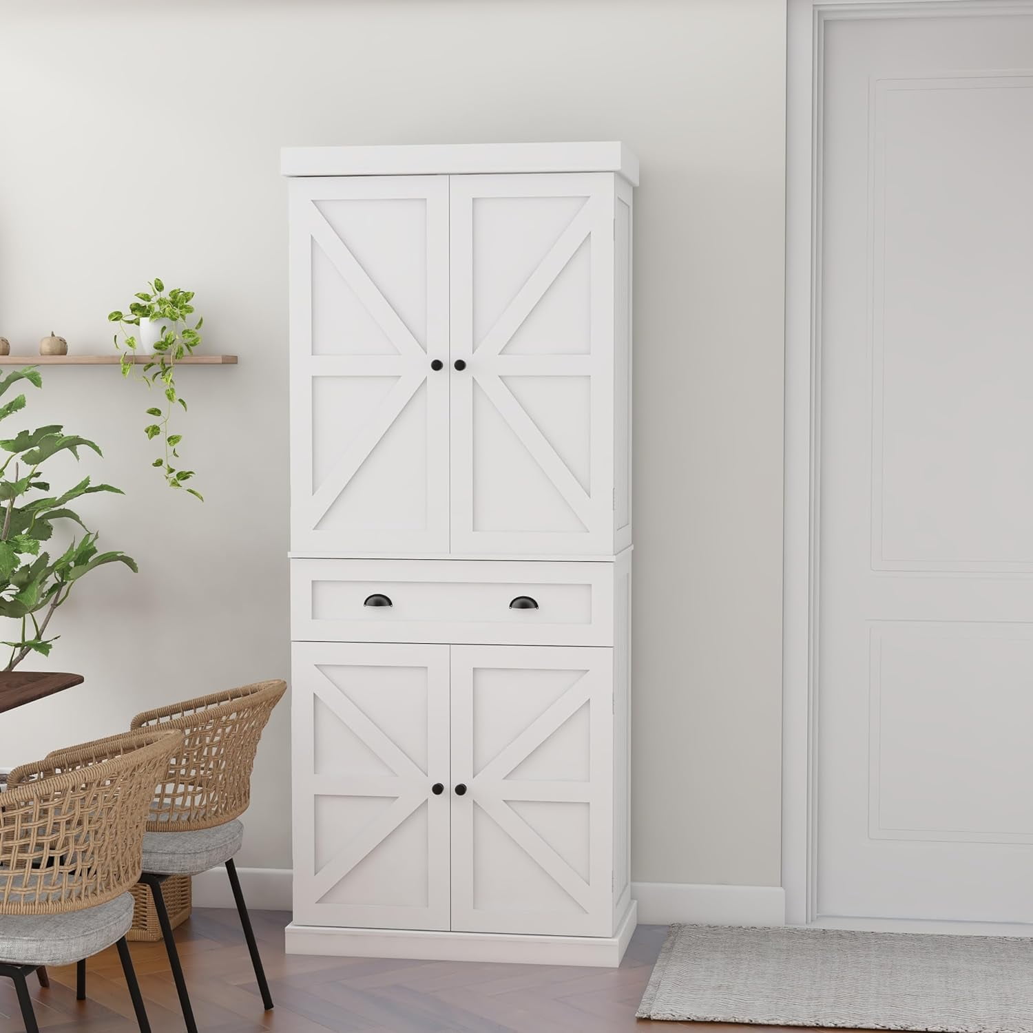 RASOO Pantry Storage Cabinet 72"Freestanding Cupboard Buffet Sideboard ...