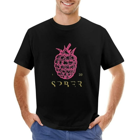 RASPBERRY Men’s T-Shirt 100% Cotton Casual Short Sleeve Tops Gift Tee Black 2XL
