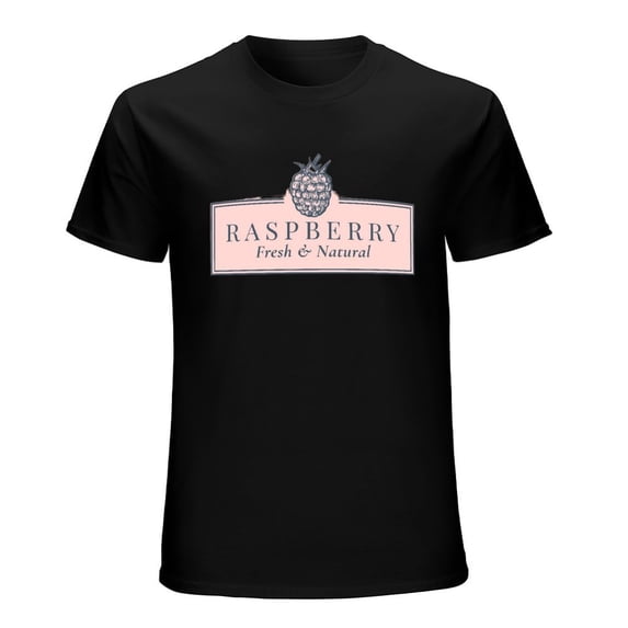 RASPBERRY Vintage T-shirt Mens Cotton Classic Crewneck Short Sleeve Tees Unisex Black XS