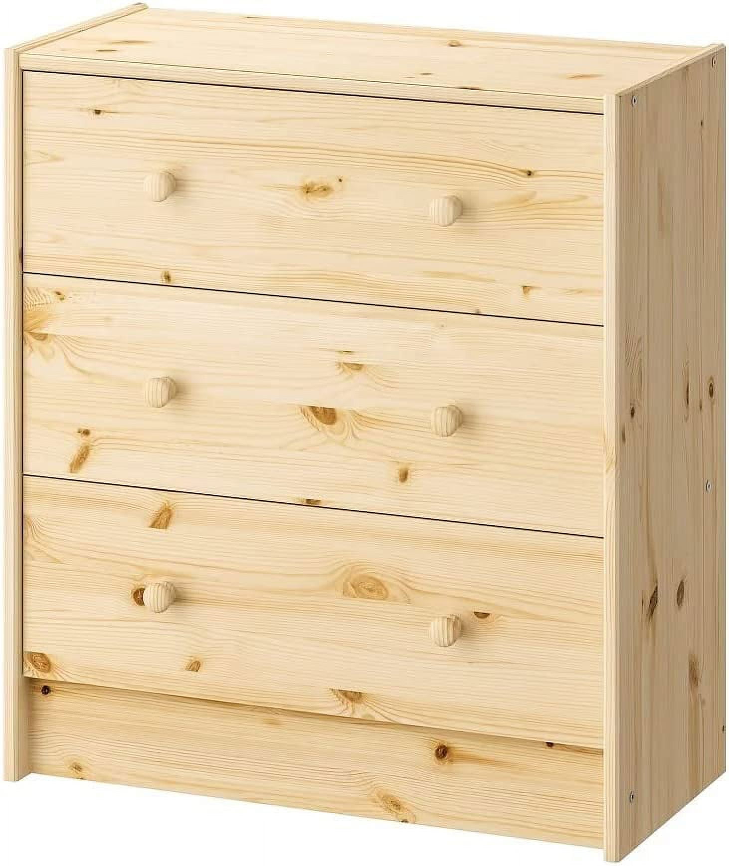 RAST 3Drawer Chest, Pine, 24 3/8x26 3/4" Natural Pine Wood Home
