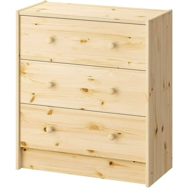 RAST 3Drawer Chest, Pine, 24 3/8x26 3/4" Natural Pine Wood Home