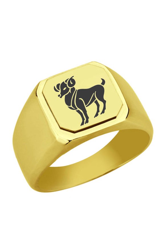 Aries Stainless Steel Signet Ring