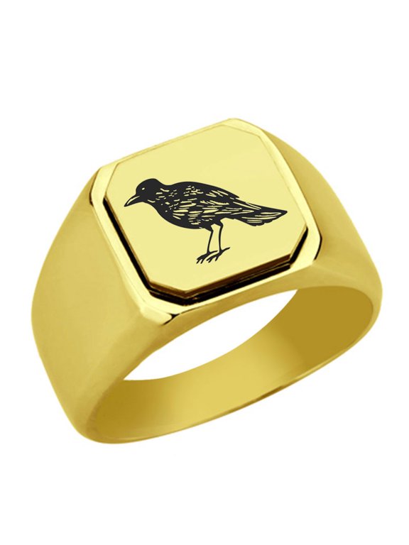 Crow Stainless Steel Signet Ring