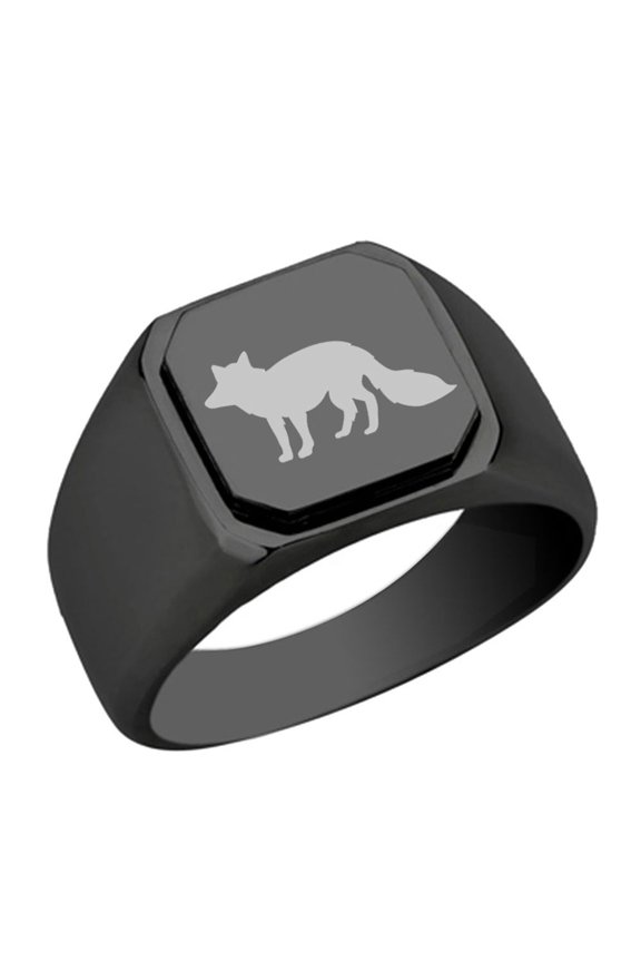 Fox Stainless Steel Signet Ring