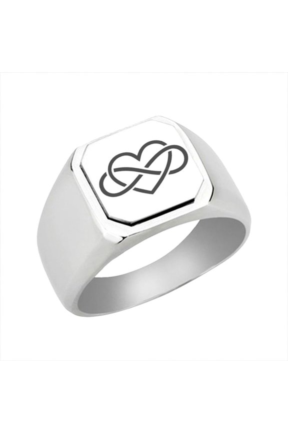 Infinity Heart Stainless Steel Signet Ring