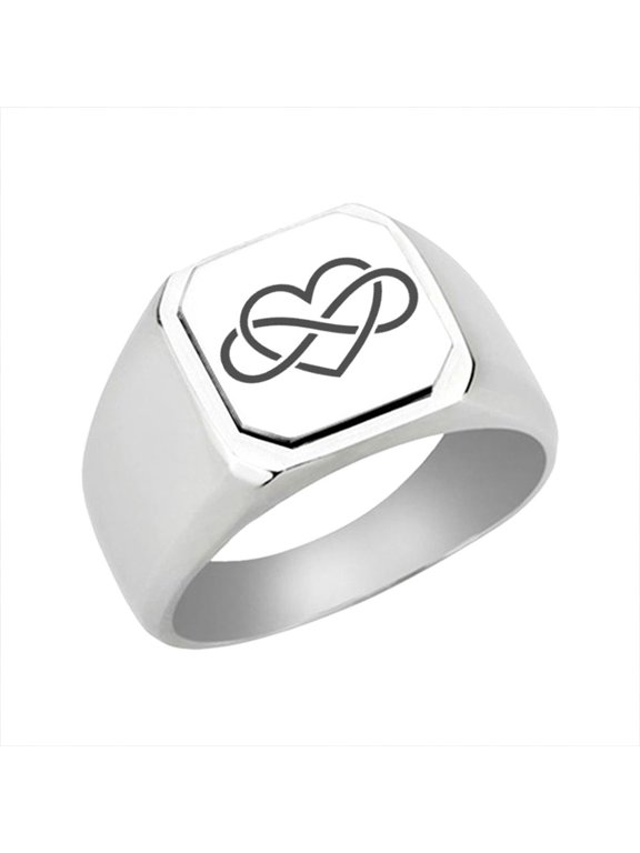 Infinity Heart Stainless Steel Signet Ring