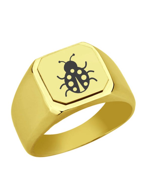Ladybug Design Stainless Steel Signet Ring