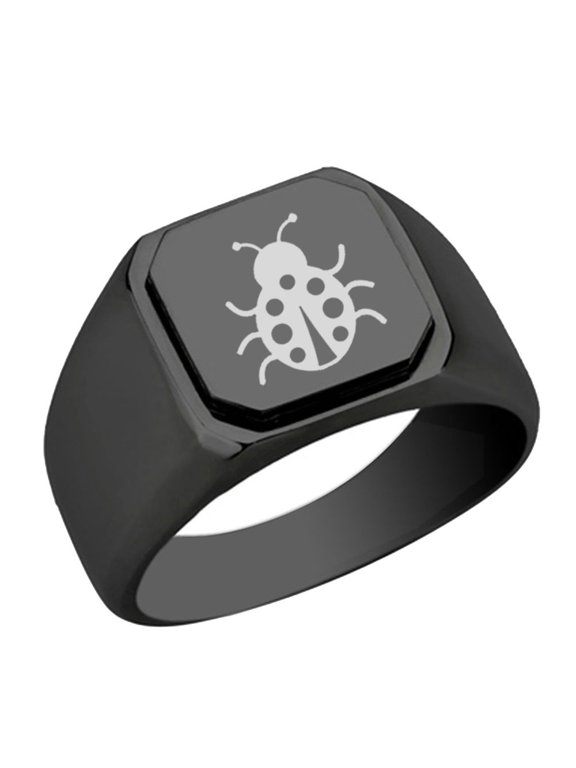 Ladybug Design Stainless Steel Signet Ring