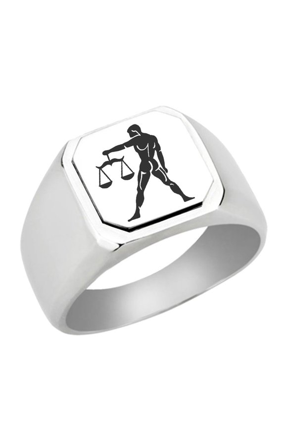 Libra Stainless Steel Signet Ring