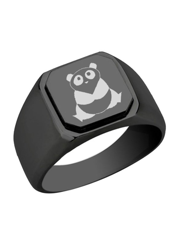 Panda Stainless Steel Signet Ring