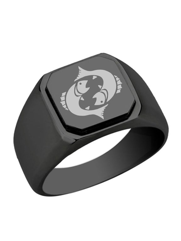 Pisces Stainless Steel Signet Ring