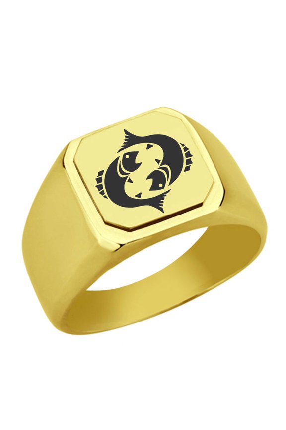 Pisces Stainless Steel Signet Ring