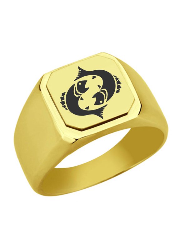 Pisces Stainless Steel Signet Ring