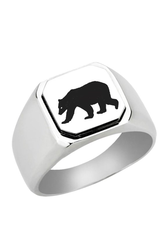 Polar Bear Stainless Steel Signet Ring