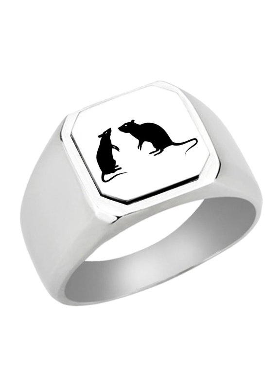 Rat Mouse Stainless Steel Signet Ring