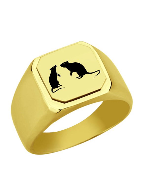 Rat Mouse Stainless Steel Signet Ring