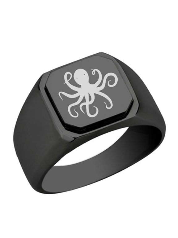 Sea Octopus Stainless Steel Signet Ring