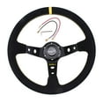 thumbnail image 1 of RASTP 14inch 350mm Yellow Leather Steering Wheel Deep Dish 93mm Drifting Racing Car Suede STW025, 1 of 6