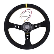 RASTP 14inch 350mm Yellow Leather Steering Wheel Deep Dish 93mm Drifting Racing Car Suede STW025