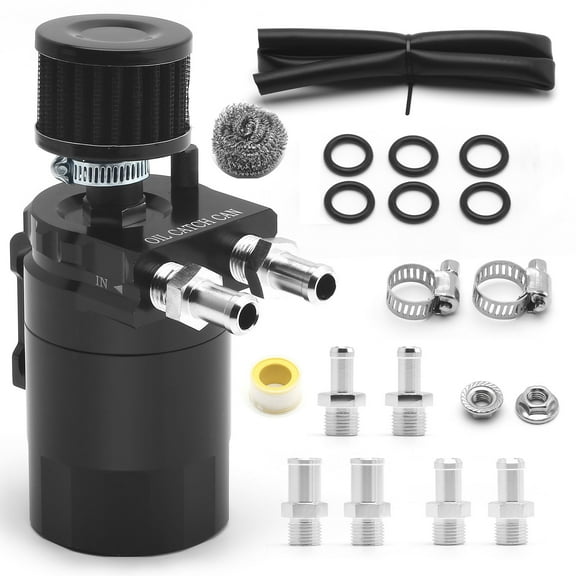 RASTP Black 300ML Oil Catch Can Tank Baffled Reservoir with Drain Valve Breather Filter OCC009-New