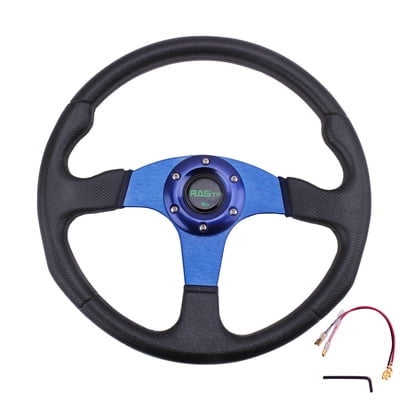 RASTP Blue 13" 340mm Universal Drifting Racing Steering Wheel Aluminum Red 6 Bolt STW017