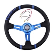 RASTP Blue 14 Deep Dish Alum & Leather Drifting Steering Wheel Modification Racing