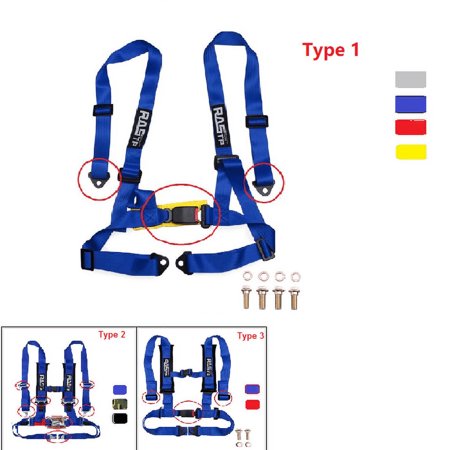 RASTP Blue 2" Adjustable 4 Point Racing Seat Belt Harness Safety Strap Kit Car BAG032