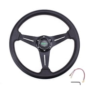 RASTP Easy to Install Racing Steering Wheel, Aluminum PU Foam Black, 1180g