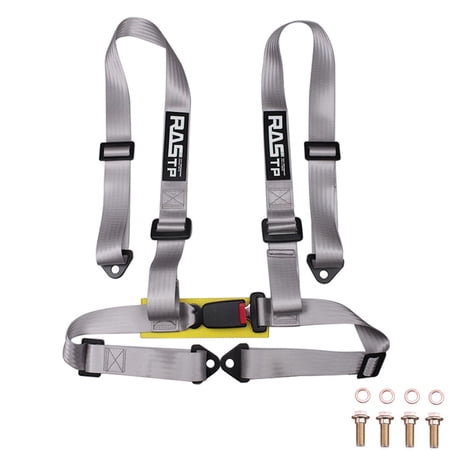 RASTP Gray Universal 2" Adjustable 4 Point Racing Seat Belt Harness Safety Strap Kit Car Blue BAG032