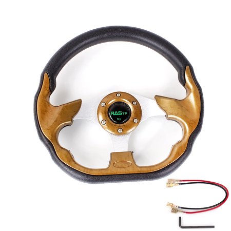 RASTP Universal Mahogany 13" Deep Dish 6 Bolt Steering Wheel with Horn Button Car Sport Racing STW031
