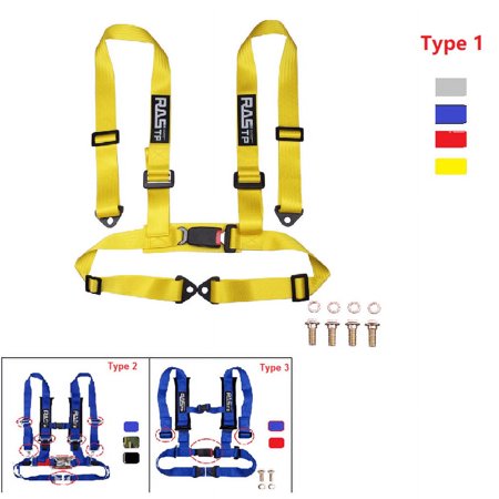 RASTP Yellow 2" Adjustable 4 Point Racing Seat Belt Harness Safety Strap Kit Car BAG032