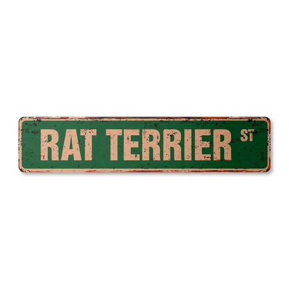 RAT TERRIER Vintage Aluminum Street Sign dog lover great pet owner rustic metal tin | Indoor/Outdoor | 24" Wide