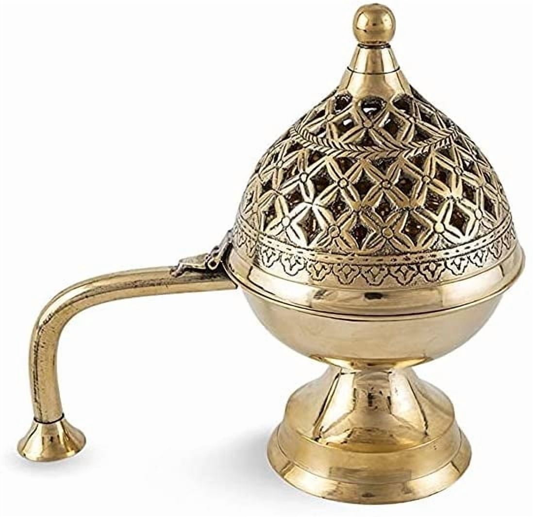 RATAN ENTERPRISES Brass Dhuna Dhoop Dani Incense Burner Holder with Handle, Home Purifying for Home, Offices & Temples.