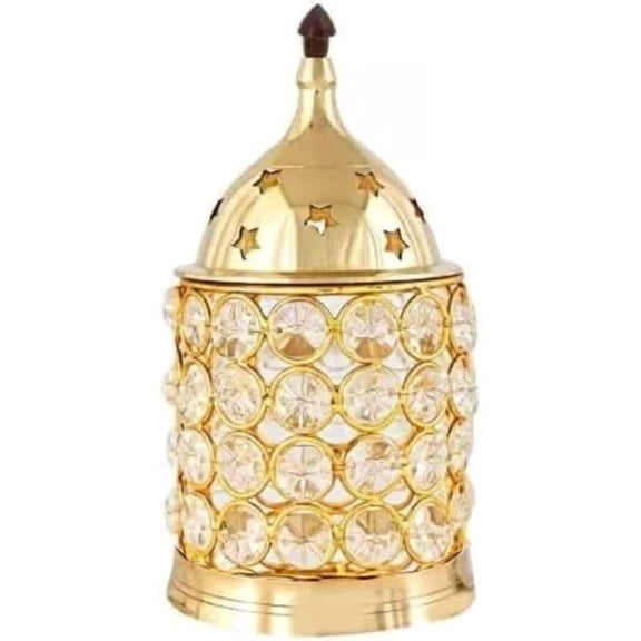 RATAN ENTERPRISES Crystal Brass Pillar Shape Lamp Akhand Diya for Puja
