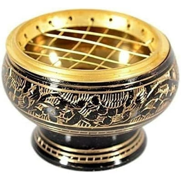 RATAN ENTERPRISES Hand Crafted Metal Brass Rose Bowl for Incense Burner/Holder for Home Decoration and Gifting