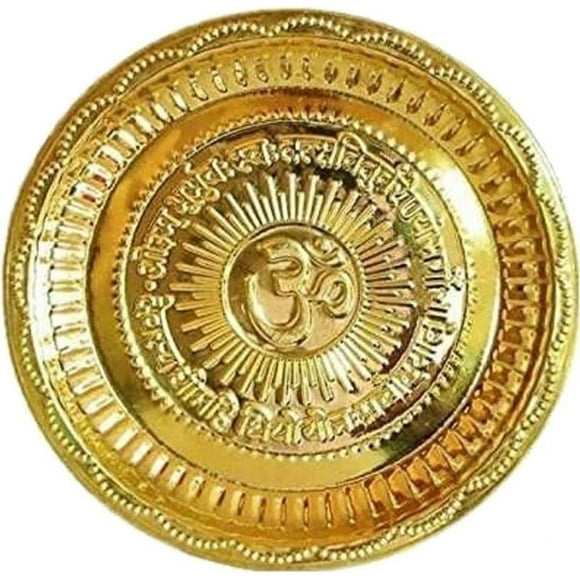 RATAN ENTERPRISES Handmade Designer Brass Om Thali for Pooja, Festivals, Home Decor & Gift Item