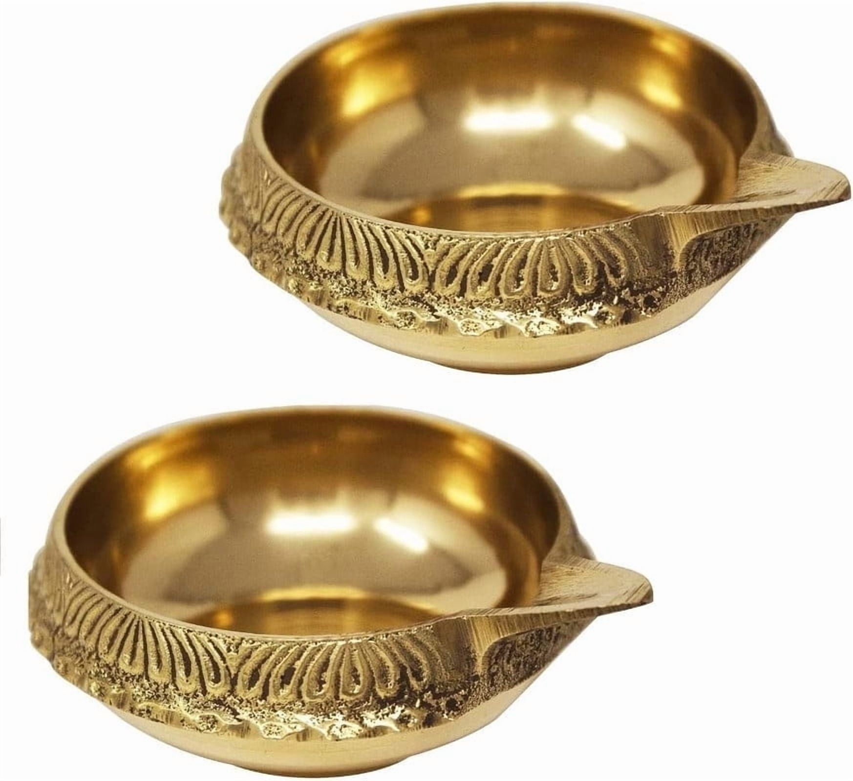 RATAN ENTERPRISES Kuber Diya Puja Set of 2 Brass Kuber Diya Oil Lamp for Home Decoration for Diwali Festival and All Occasions