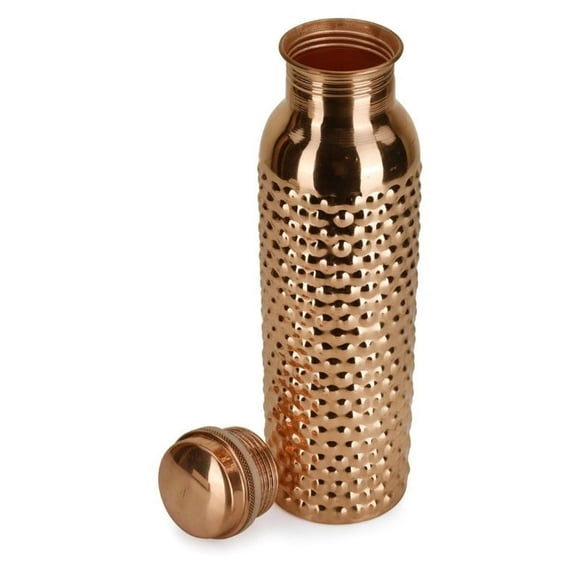 RATAN ENTERPRISES Pure Copper Bubble Design Water Bottle with Lid 900 ML